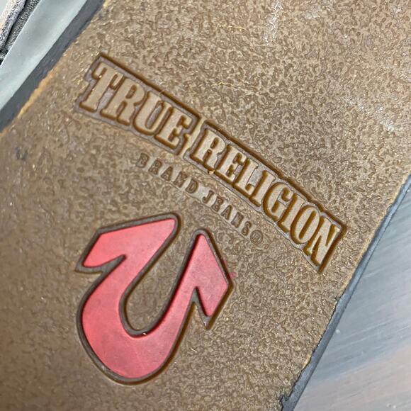 True Religion Slip On Shoes Loafer Men Size 10 Black Leather Low Top Mock Toe - Picture 9 of 10